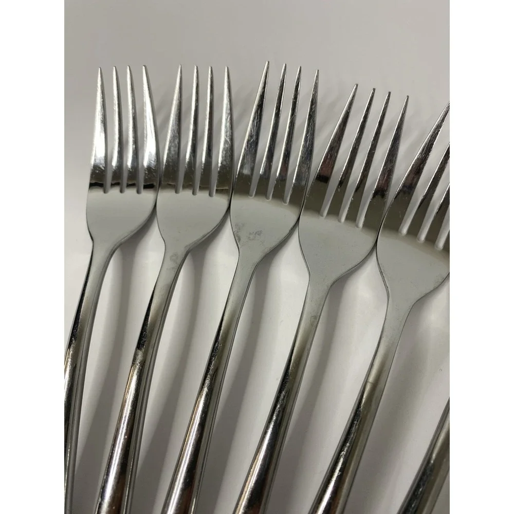 Towle Wave Glossy Angled Tip Stainless Dinner Forks Set Of 7 Replacements